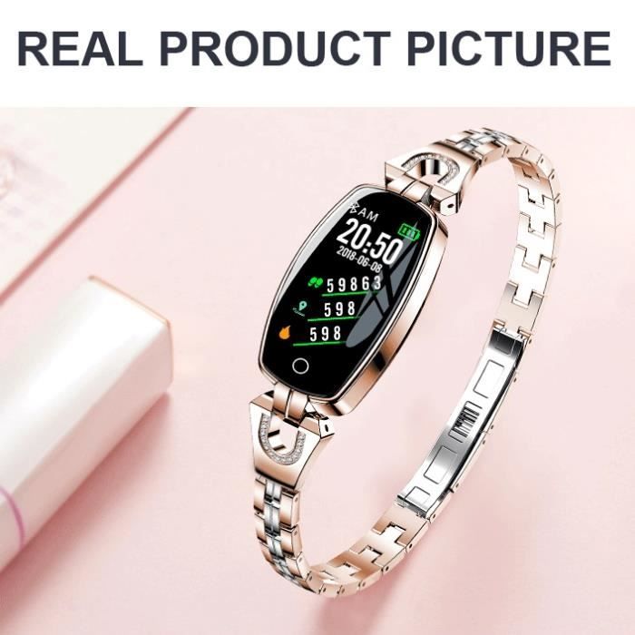 H8 Bluetooth Smart Watch Femmes Surveillance de la frequence cardiaque etanche pour Android IOS Fitness Bracelet Smartwatch Or Cdiscount Telephonie
