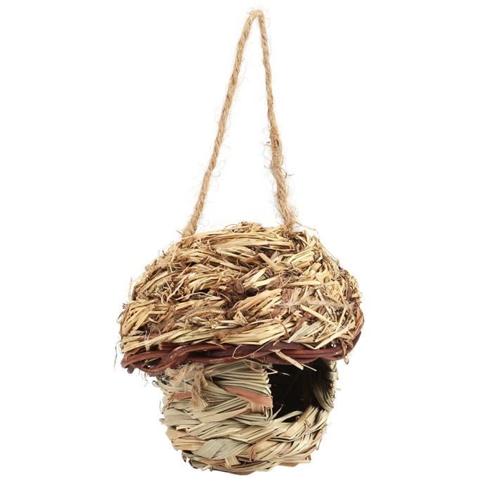 3 Nichoirs à Oiseaux En Paille Tressée à La Main - Forme Goutte, Suspension - Pour Perruches, Mésanges... - 7