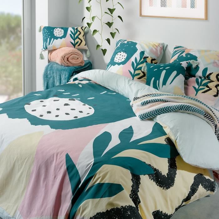 Parure housse de couette 260x240 cm et ses 2 taies Camelia