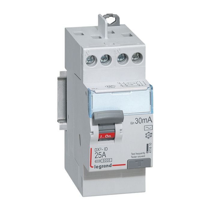 Gewiss disjoncteur différentiel 25A 2P 300MA AC 4.5KA 2 modules GW94039