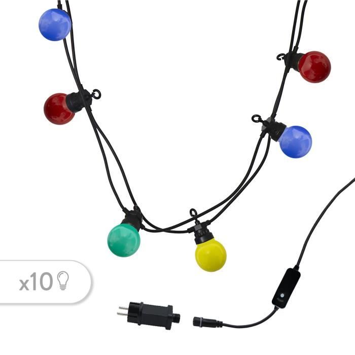 Guirlande lumineuse LED Party Guinguette - LUMISKY - Multicolore - 10 ampoules - 6,5m