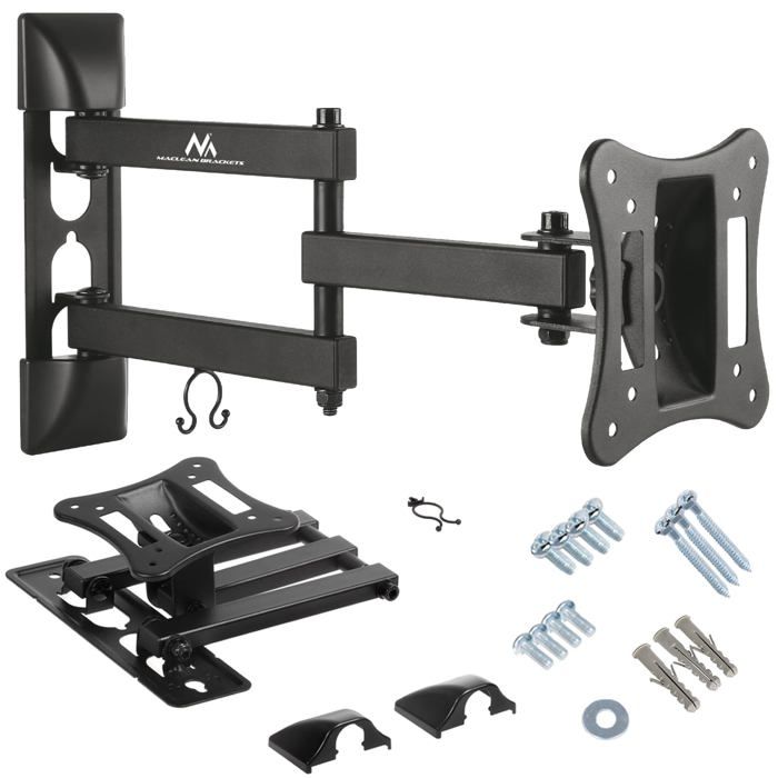 Support mural pour TV - Maclean - MC-719 - 13-27 pouces - Charge max 15 kg - Réglage 180°