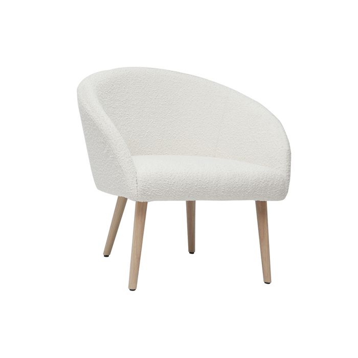 Miliboo - Fauteuil scandinave en tissu effet laine bouclée blanc cassé et bois clair OLIVIA Miliboo - Fauteuil scandinave en tissu effet laine bouclée blanc cassé et bois clair OLIVIA