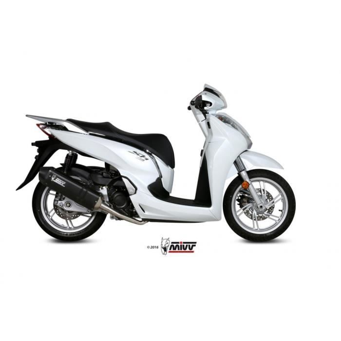 ligne complète mivv speed edge inox/silencieux steel black/casquette carbone honda sh 300