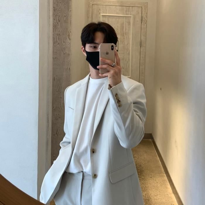 Costume tailleur Solide document Blazer Hommes Mode Social Hommes Robe Veste Coreenne D affaires Decontracte Trempe Light gray Blanc Cdiscount Pret a Porter