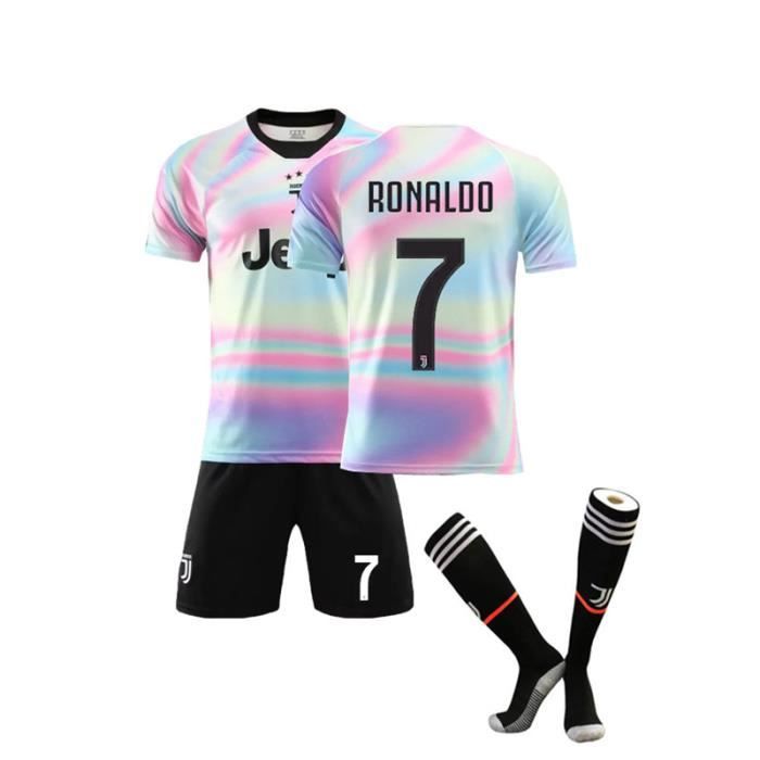 Brosin Maillot de Football Combinaison De Sport Cristiano Ronaldo 7 CR7 Maillot et Short de Football Juventus Vêtement De Sport De Football T-Shirt De Football pour Garçon Convient Et Aux Enfants