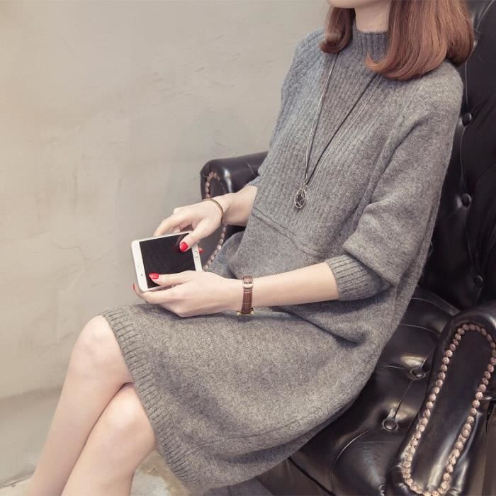 Robe Robe pull col roul pour femme tenue chaude tricot e