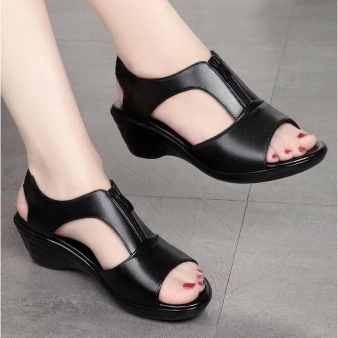 Sandales compensées plates femme sales