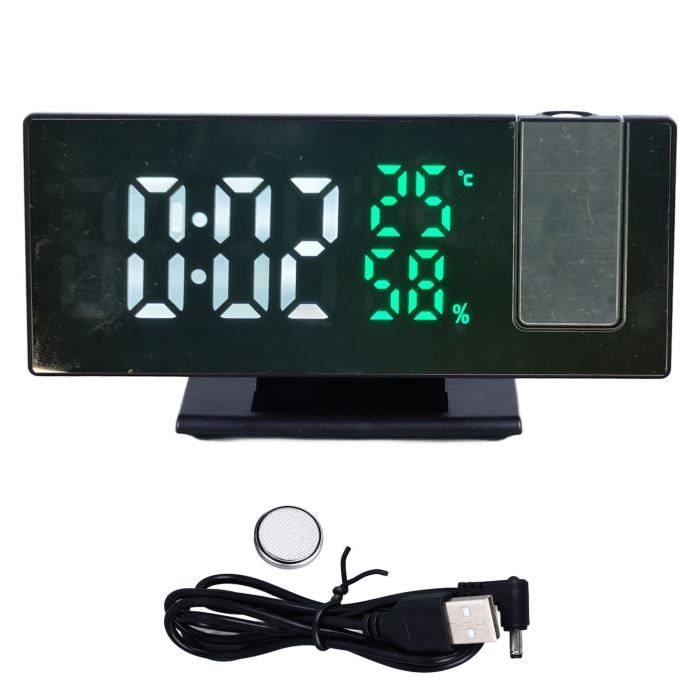 Réveil Projecteur LED Numérique Avec Affichage Au Plafond – Horloge Vocale, Température, Snooze, Idéal Enfants Et Personnes Âgées