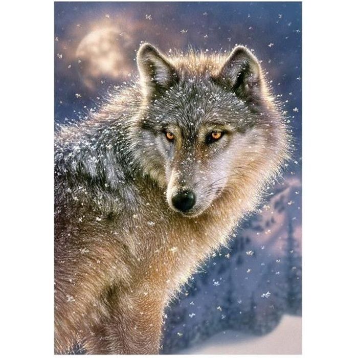 puzzle regard du loup sous la neige 500 pieces - puzzle collection animaux sauvages