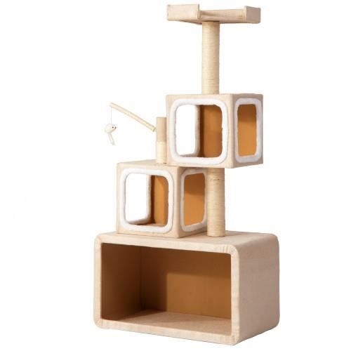 Purlove Arbre A Chat 140 Cm Centre D Activites Pour Chat Avec Poteaux A Gratter En Sisal Pour Chats D Interieur Beige Achat Vente Arbre A Chat Purlove Arbre A Chat
