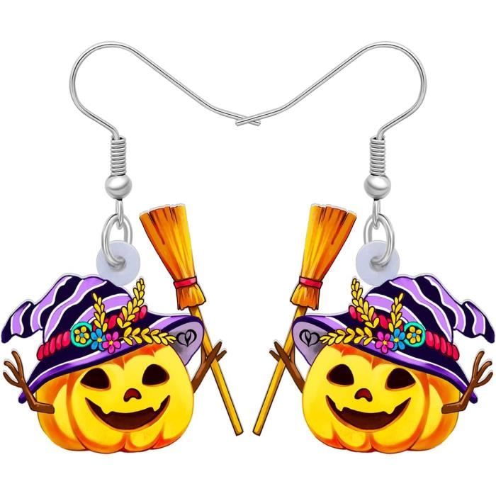 Boucles D'Oreilles Squelette Halloween Femme - Crâne Et Corps Mobile Effet 3D