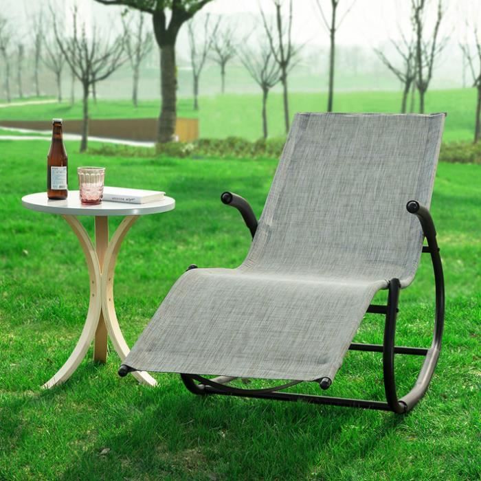 Noir Pliable Chaise Longue Bascule Chaise Inclinable Jardin Patio Meubles Moon