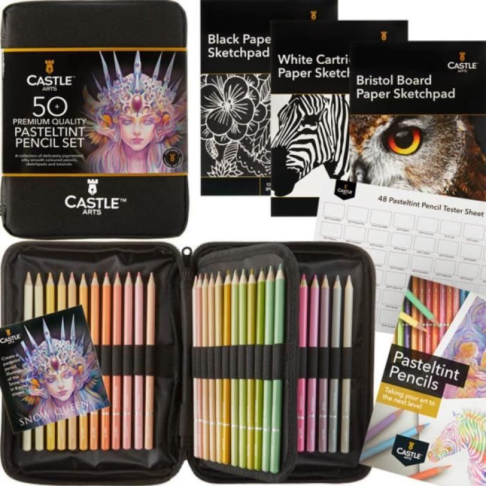 Kit d'art professionnel de 48 pièces, crayons à dessin avec kit de