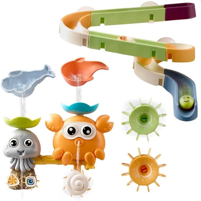 Lot De Jouets De Bain Pour Bébé Avec Toboggan, Ventouses Et Roues à Eau - Crabe Et Pieuvre Inclus