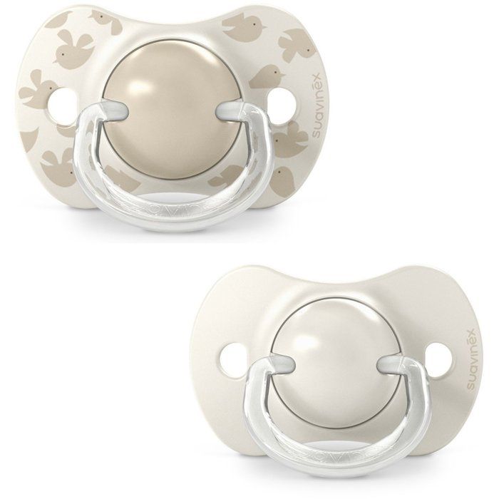 Lot de 2 sucettes symétriques - SUAVINEX - Birdies - SX Pro - 6 à 18 mois - Beige