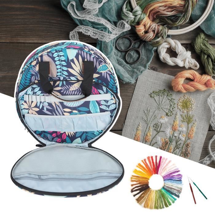 Sac De Rangement Pour Broderie Et Point De Croix - Organiseur Avec Poches Pour Cerceaux, Fils Et Accessoires - Idéal Pour Tricoteuses Et Brodeuses