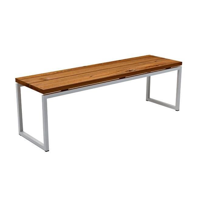 Banc De Jardin En Teck Recycle Et Inox 140x40x4 Achat Vente Banc D Exterieur Banc De Jardin En Teck Recy Cdiscount