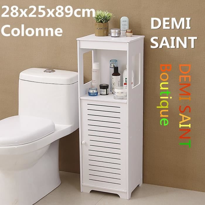 DEMI SAINT Meuble WC Colonne Salle de Bain 28x25x89cm - Armoire de Rangement  Toilette - Porte à volet - Cdiscount Maison