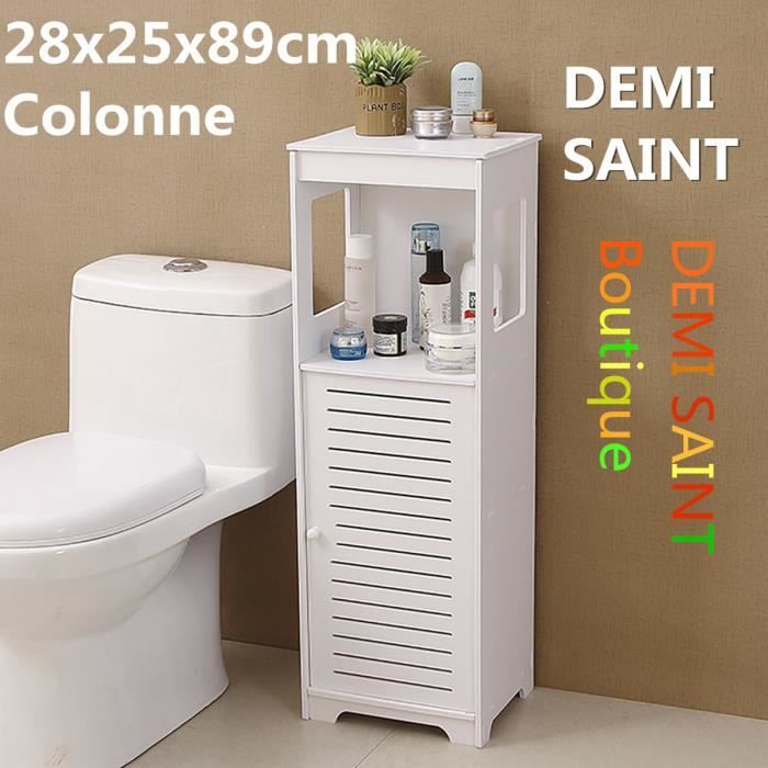 Demi Saint Meuble Wc Colonne Salle De Bain 28x25x89cm Armoire De Rangement Toilette Porte A Volet Cdiscount Maison