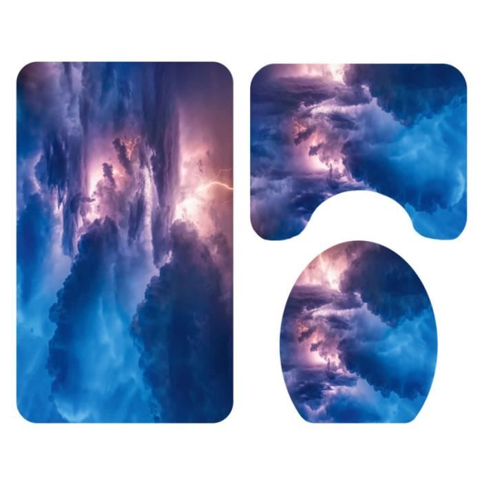 3 en 1 Thunder Cloud Motif Tampons de Salle De Bains Ensemble