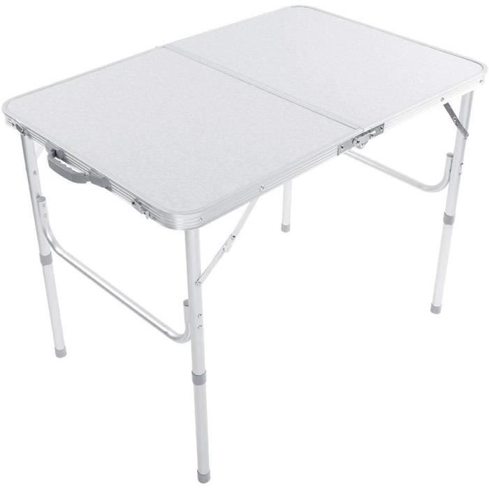 Table De Camping Pliante IDMarket 160 Cm Avec 6 Tabourets Blancs - Hauteur Réglable, Structure Alu, Design Valise Pour Pique-nique Ou Extérieur