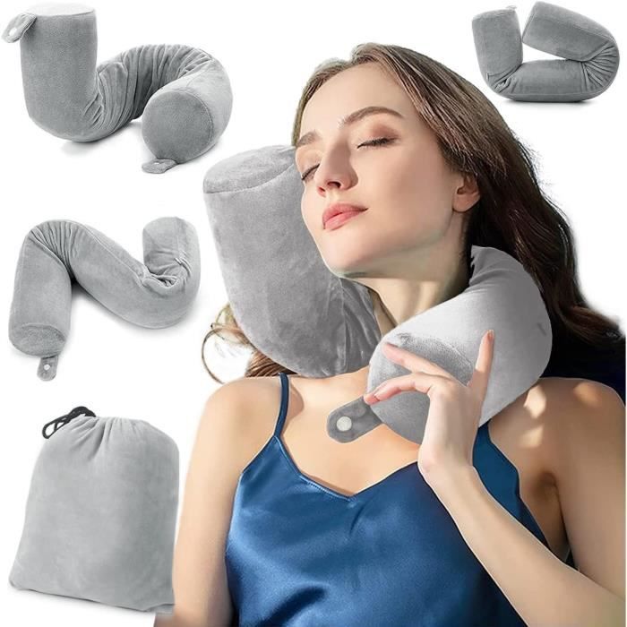Oreiller de voyage, oreiller cervical en mousse à mémoire de forme, peut être plié pour dormir