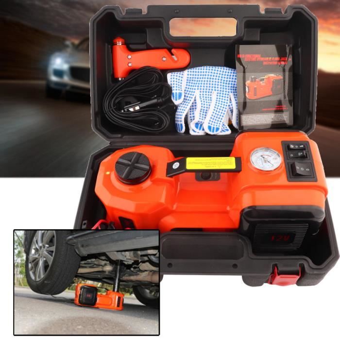 Cric électrique Hydraulique 5 Tonnes 12V – Kit 3 En 1 Avec Clé à Chocs Et Gonfleur – Pour SUV, Pick-up, Voitures