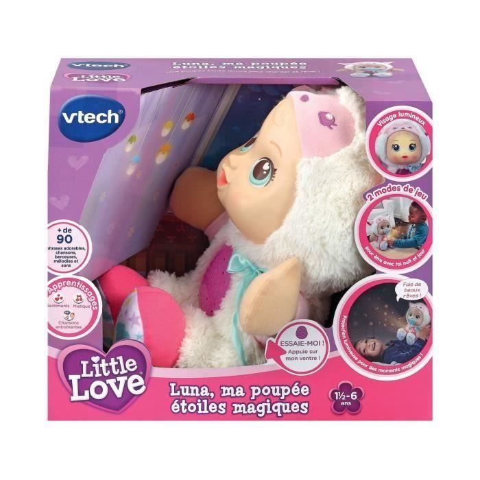 Luna, ma poupée étoiles magiques - 1,5 - 6 ans Une poupée interactive toute douce qui projette un joli ciel étoilé ! Luna est un