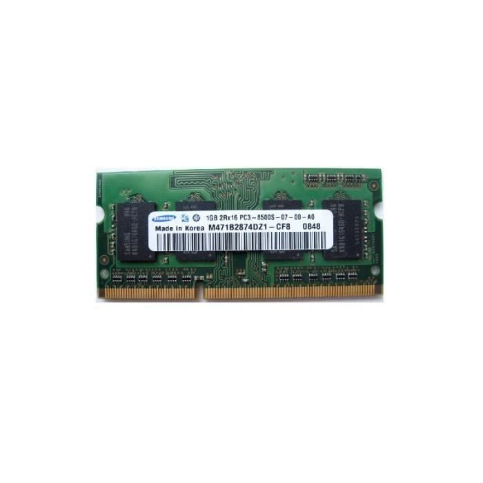 Wofalo Ram PC Portable Sodimm - Samsung - M471B2874Dz1-Cf8 - 1Go - Pc3-8500S (Ddr3 1066Mhz) - Vert