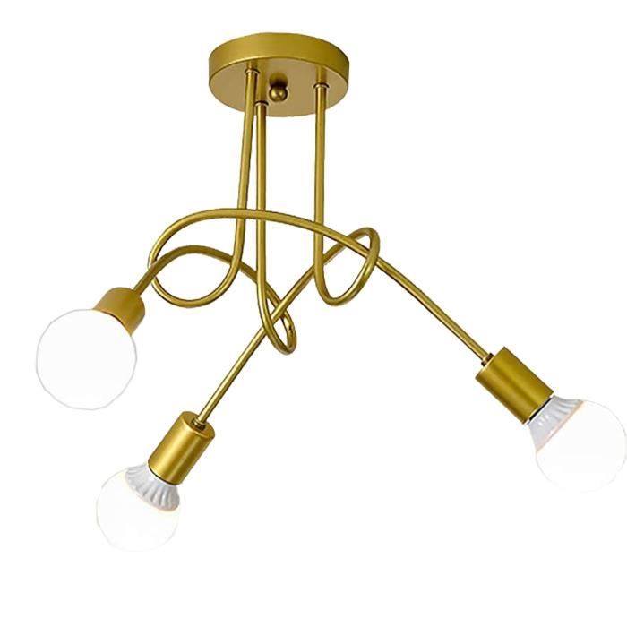 uni lampe de plafond 3 tête or plafonnier en métal luminaire créatif pour chambre salon salle à manger