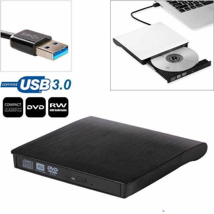 Lecteur Graveur CD/DVD Externe USB 3.0 type-C haute vitesse - VINSIC - Lecteur  DVD±RW (±R DL)/DVD-RAM - Noir - Cdiscount Informatique