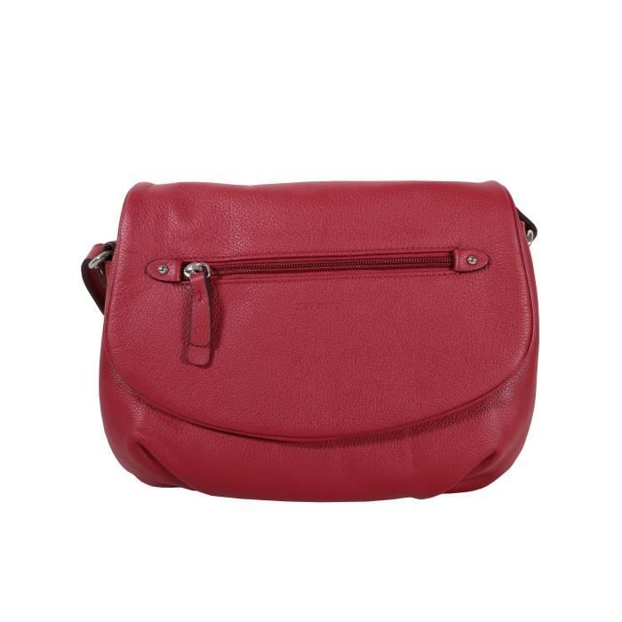 Sac à Main Cuir Charles Smith Rouge/jaune/noir - Format Moyen Avec Fermeture Zip