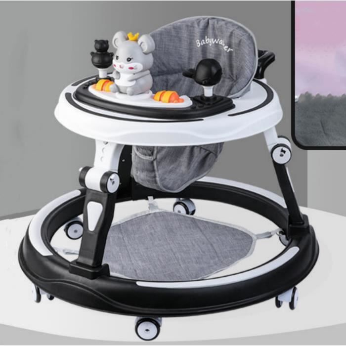 Trotteur Bebe Pliable ZGEER Trotteur musical Roues silencieuses Reglable en hauteur