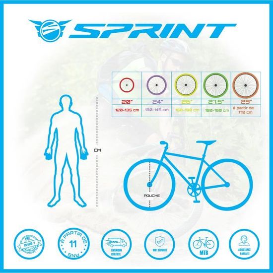 VTT Sprint Maverick 29 Cadre Aluminium Shimano 21 Vitesses Freins Hydrauliques