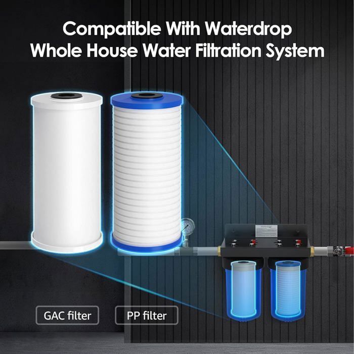 Waterdrop Système Filtration Eau Maison Entière - Filtre Charbon Sédiment 5 Étapes - WD-WHF21-PG