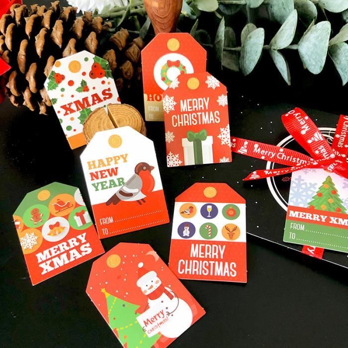 150 Étiquettes Cadeaux Kraft Noël Avec Ficelle Rouge 20M - Étiquettes Suspendues DIY