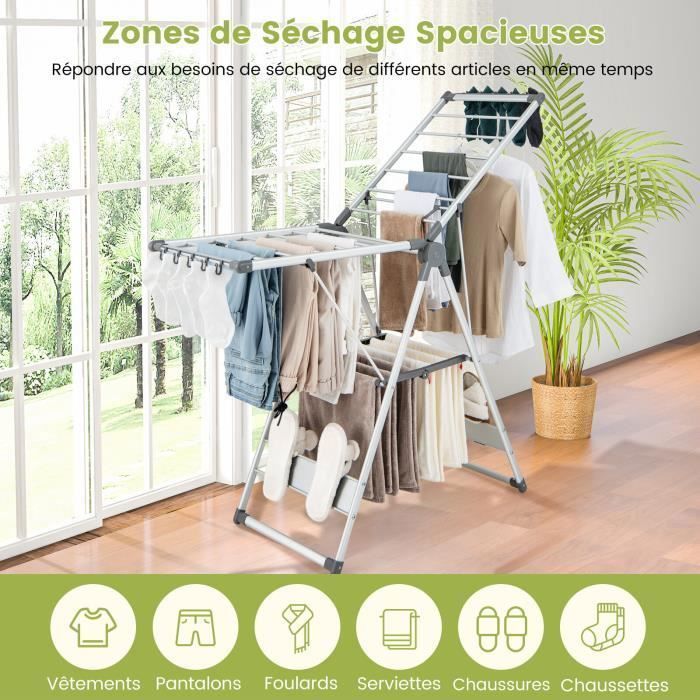 Étendoir à Linge 25 M Brabantia Hangon Avec Portant à Cintre Coloris Noir