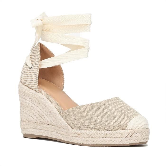 Chaussure compensée avec ruban new arrivals