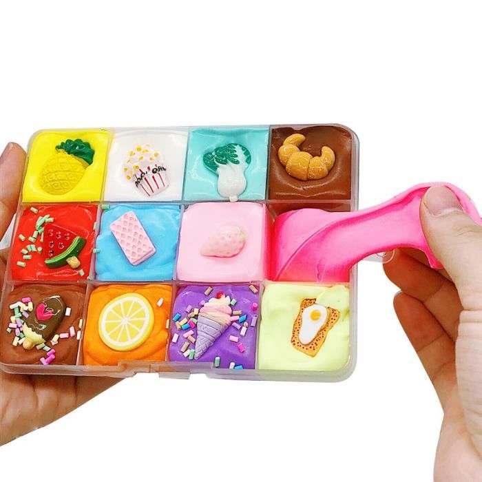 12 couleurs mastic jouet non collant bouffée bricolage gâteau plateau de  fruits kit de jouet sensoriel cadeau pour enfants adultes