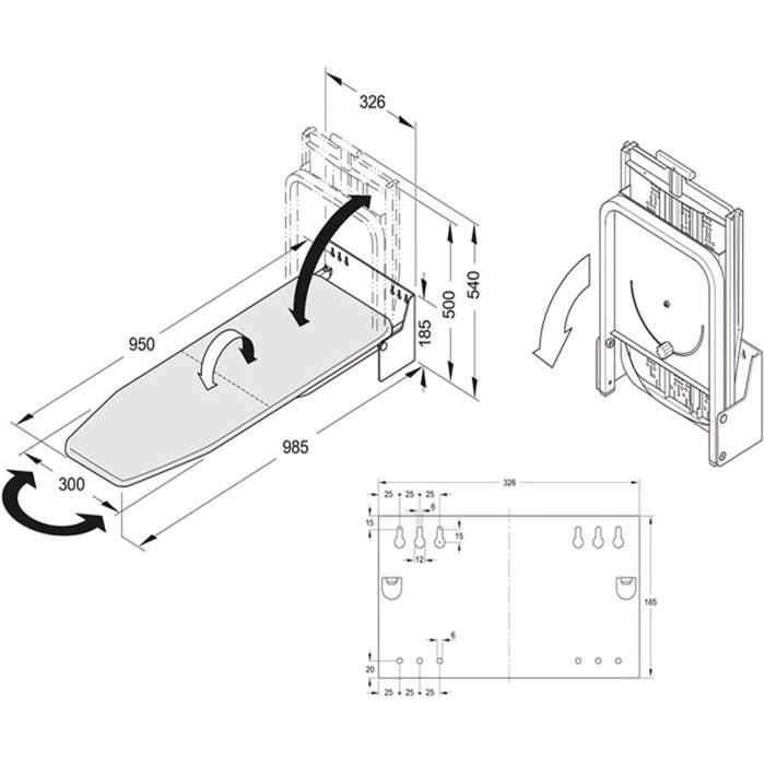 Planche Repassage Pliable Planche à Repasser Pliable Foxydry Evo - 120x45 Cm - 7 Hauteurs Réglables - Support Fer - Rangeable Verticalement Planche Repasser Pliable 120x45cm