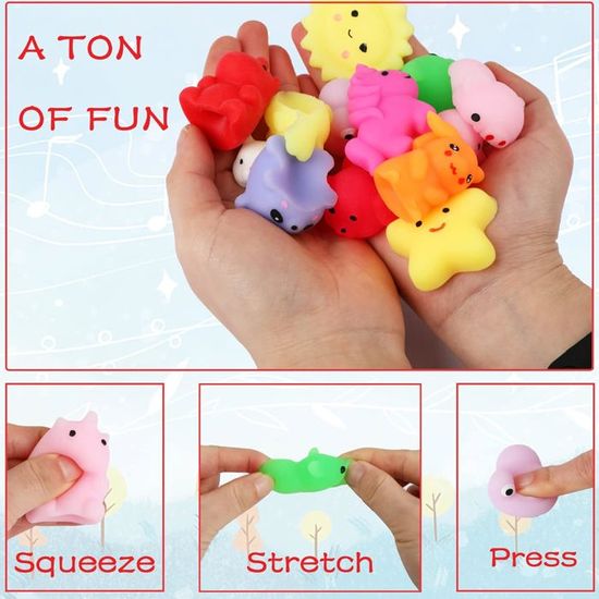 50pcs coloré Mochi Squishy Jouet(Style de Couleur aléatoire), Squishy Fidget Jouet,Jouets sensoriels, Cadeaux de fête d'anniversaire pour Enfants, Prix de Classe, Sac de Bonbons pour Enfants