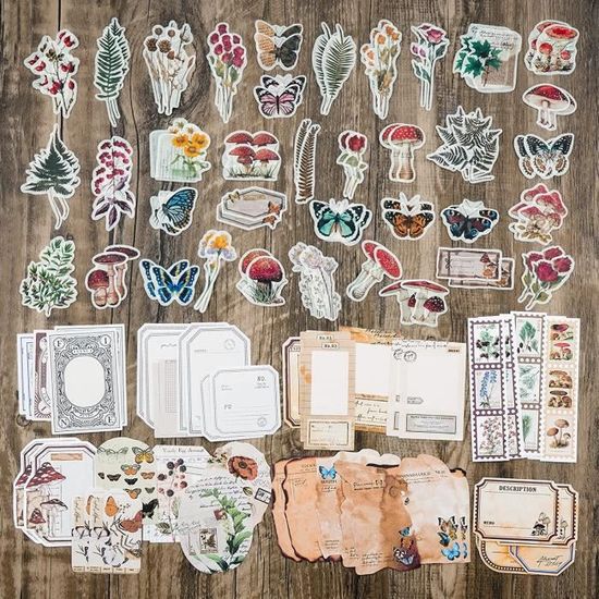 Lot de 200 autocollants vintage pour scrapbooking - Papier