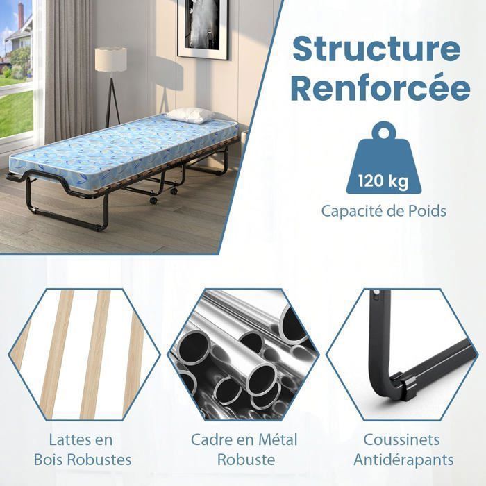 Troonz - Deluxe - Lit Pliant - 90x200 Cm Oreiller Inclusif - Lit Pliable | Leroy Merlin Troonz - Deluxe - Lit Pliant - 90x200 Cm Oreiller Inclusif - Lit Pliable | Leroy Merlin