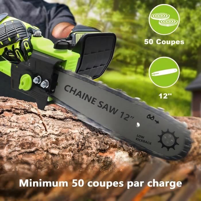 21v Mini TronçOnneuse à Batterie 6 Pouces, TronçOnneuse éLectrique Sans Fil, TronçOnneuse 7500mah, 2 ChaîNes, Naruts, Tournevis, Pour La Coupe Du Bois, L 'éLagage Le Jardin (1 Batterie 1 Charger