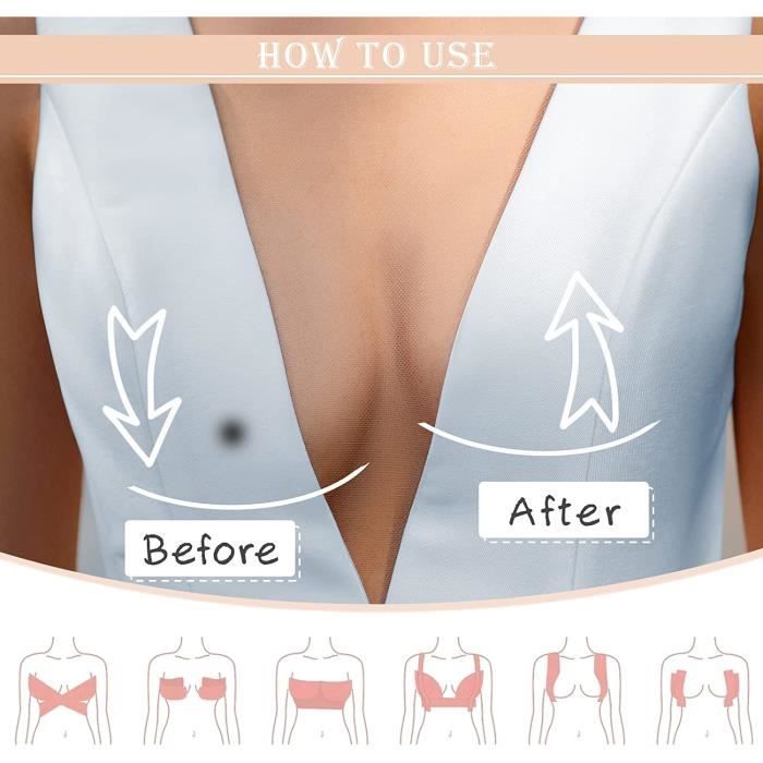 Soutien Gorge Bande de Seins Poitrine Invisible Lot de 2