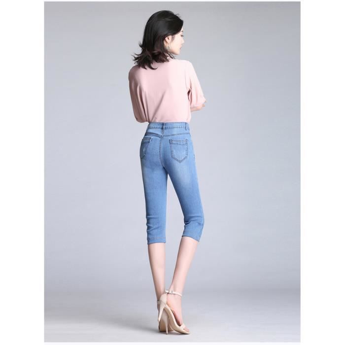 Pantalon court jean femme hot sale
