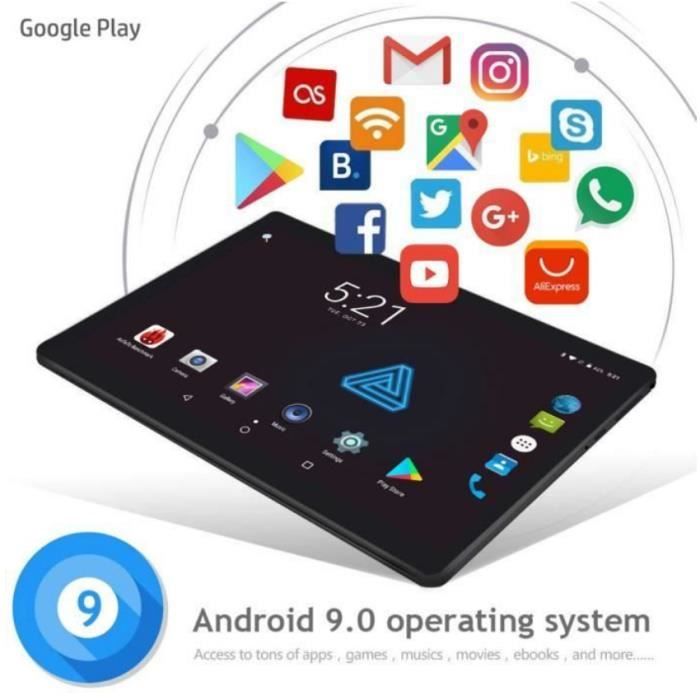 Noir- 10 pouces Android 9.0 tablette 4G Octa Core2
