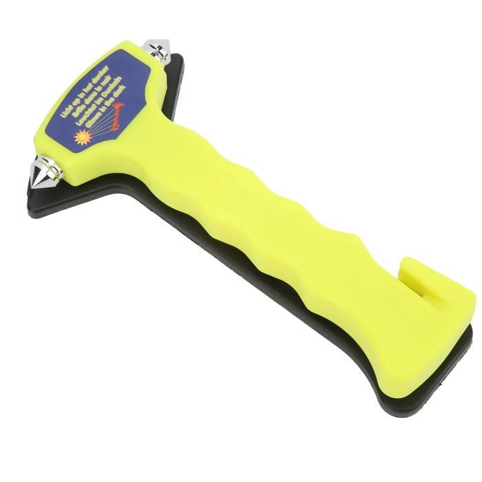 Marteau De Sécurité 2-en-1 - Brise-vitre Et Coupe-ceinture - Ressort Haute Pression - Base Adhésive Incluse