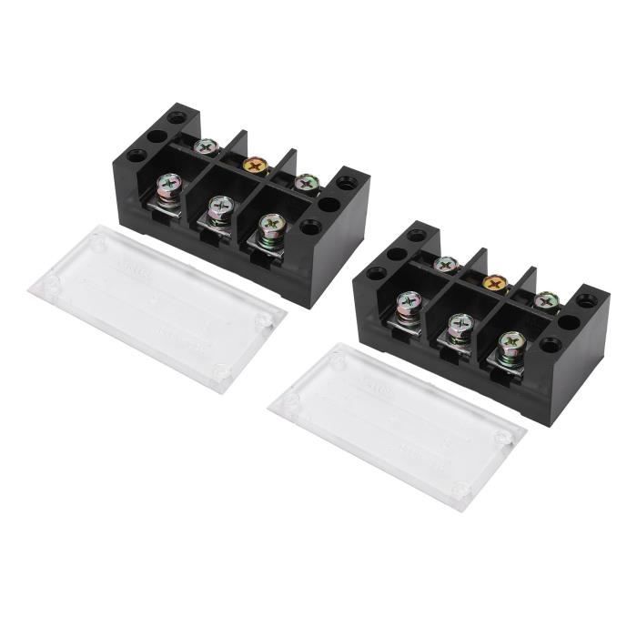 Bornier Barrière Double Rangée 3 Positions - 600V 15A, TB-1503L, Lot De 2, Uxcell